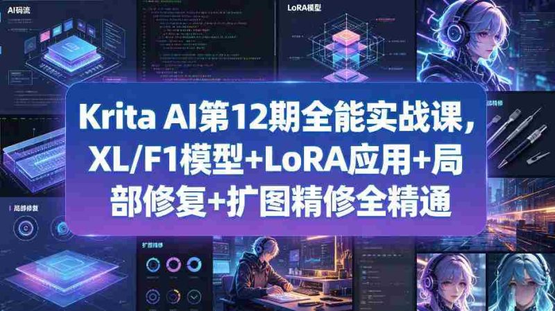 Krita AI第12期全能实战课,XL/F1模型+LoRA应用+局部修复+扩图精修全精通-中薪网