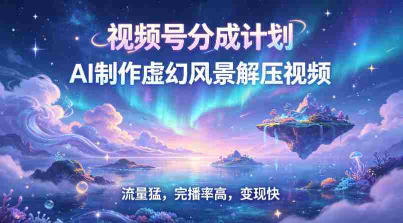 视频号分成计划【AI制作虚幻风景解压视频】流量猛,完播率高,变现快