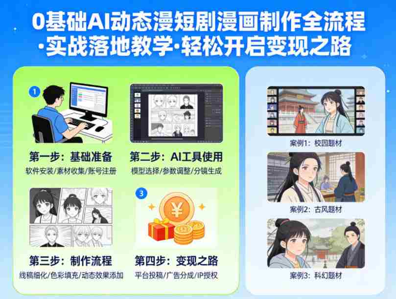 0基础AI动态漫短剧漫画制作全流程，实战落地教学，轻松开启变现之路-中薪网