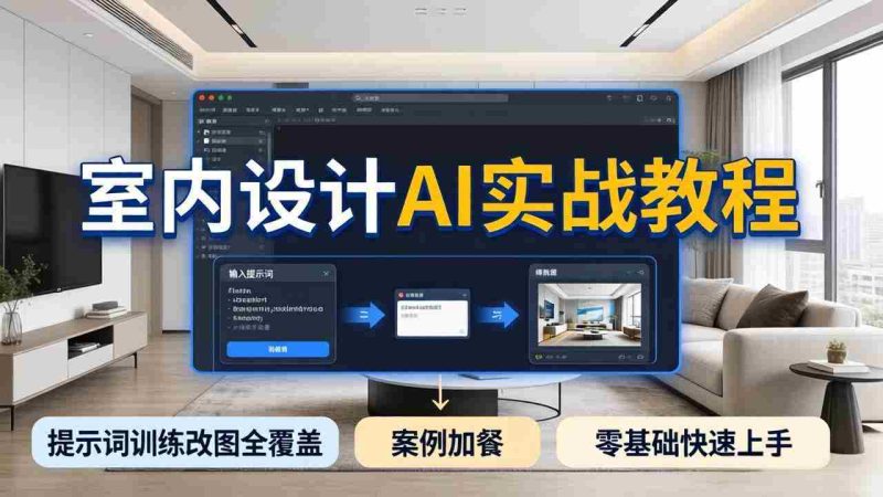 (18216期)2026室内设计AI实战教程,提示词训练改图全覆盖,搭配案例加餐,零基础也能快速上手-中薪网