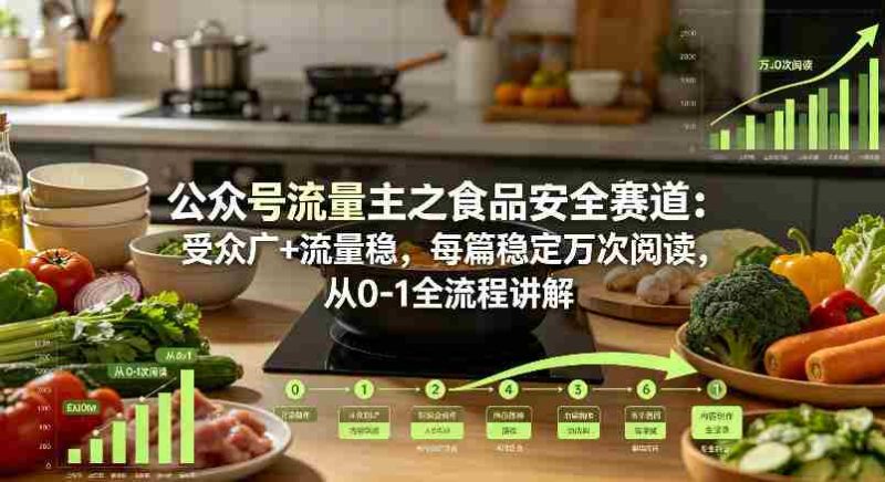 公众号流量主之食品安全赛道,受众广+流量稳,每篇作品稳定万次阅读,从0-1全流程讲解-中薪网