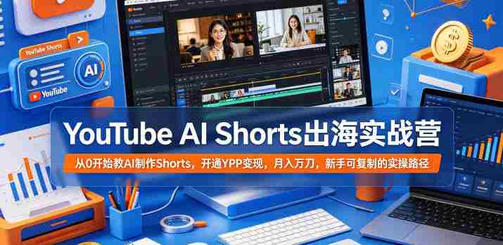 YouTube AI Shorts出海实战营,从0开始教AI制作Shorts,开通YPP变现,月入万刀,新手可复制的实操路径-中薪网