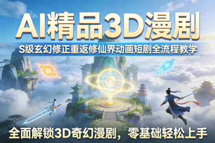 AI精品3D漫剧S级玄幻修正重返修仙界动画短剧全流程教学,全面解锁3D奇幻漫剧,零基础轻松上手-中薪网