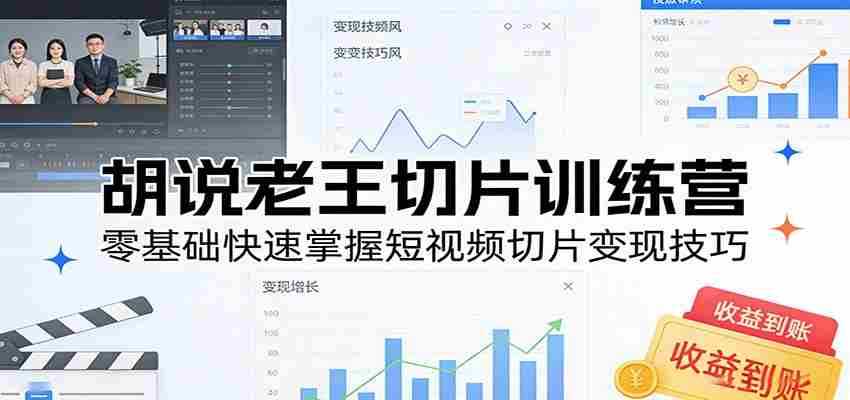 胡说老王切片训练营，零基础快速掌握短视频切片变现技巧-中薪网