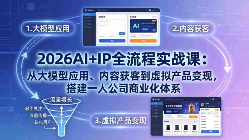 (17863期)2026AI+IP全流程实战课:从大模型应用、内容获客到虚拟产品变现,搭建一人公司商业化体系-中薪网