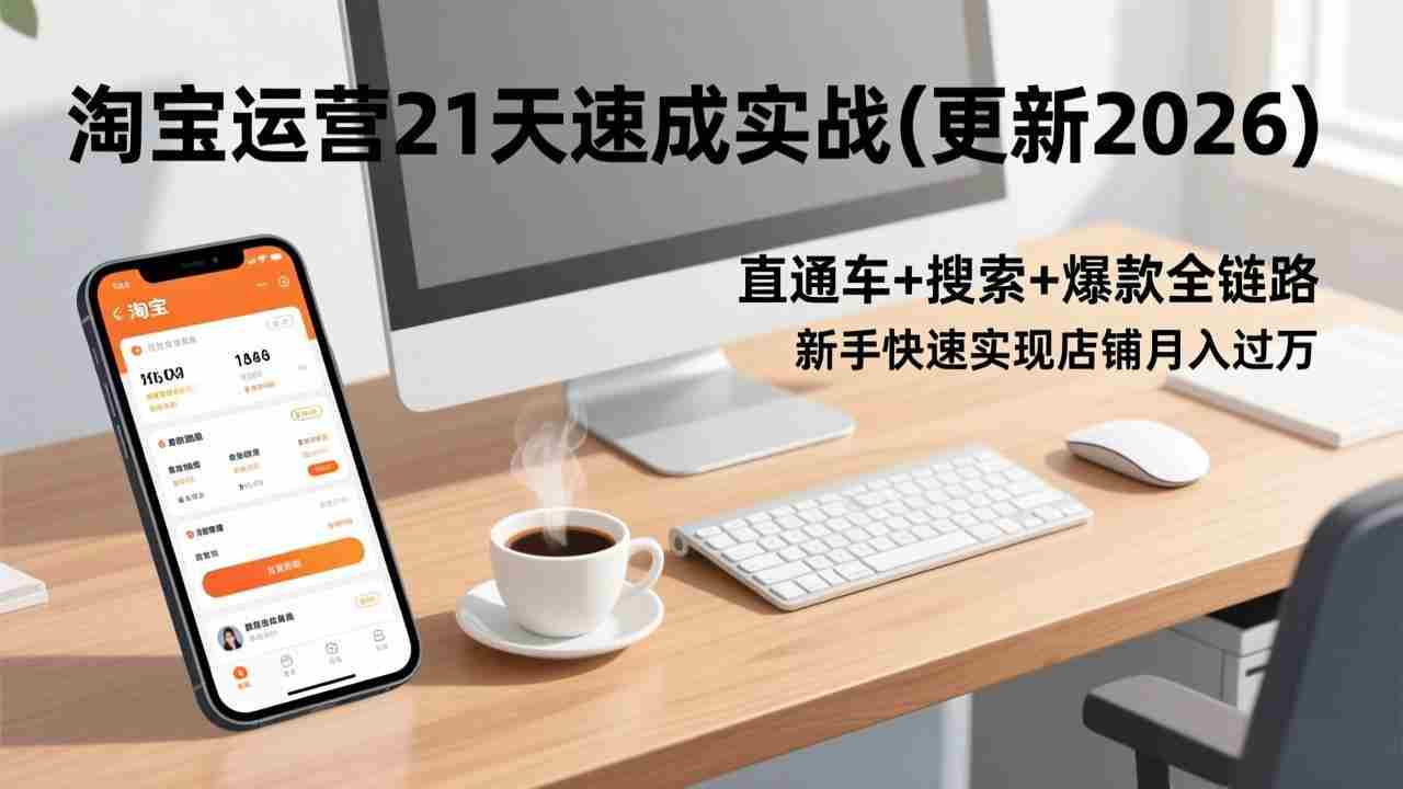 （17806期）淘宝运营21天速成实战(更新3月)，直通车+搜索+爆款全链路，新手快速实现店铺月入过万-中薪网