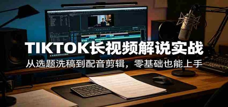 TIKTOK长视频解说实战：从选题洗稿到配音剪辑，零基础也能上手-中薪网
