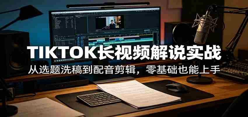 TIKTOK长视频解说实战：从选题洗稿到配音剪辑，零基础也能上手-中薪网