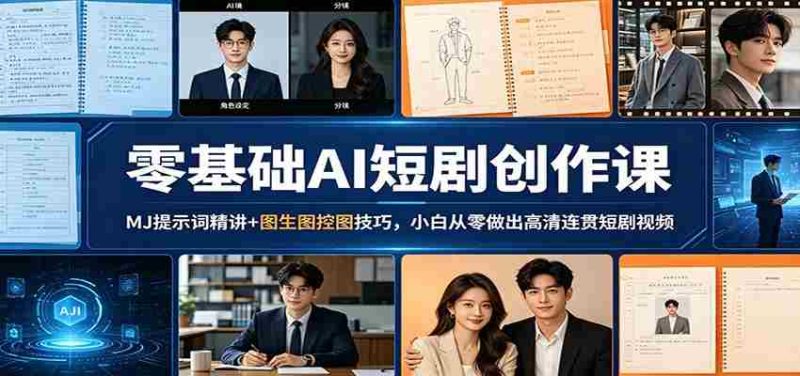 零基础AI短剧创作课:MJ提示词精讲+图生图控图技巧,小白从零做出高清连贯短剧视频-中薪网
