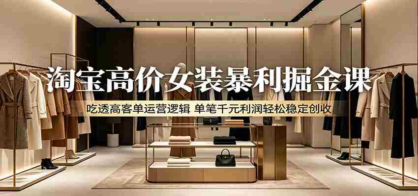 淘宝高价女装暴利掘金课：吃透高客单运营逻辑，单笔千元利润轻松稳定创收-中薪网