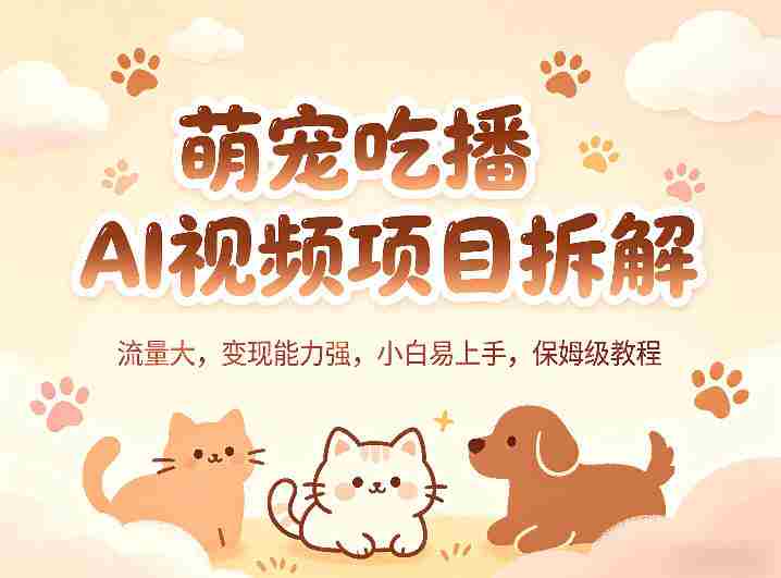 萌宠吃播AI视频项目拆解,流量大,变现能力强,小白易上手,保姆级教程-中薪网