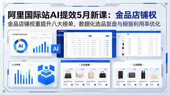 (18556期)阿里国际站AI提效5月新课:金品店铺权重提升八大榜单,数据化选品复盘与橱窗利用率优化-中薪网