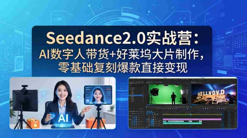 （18238期）Seedance2.0实战营：AI数字人带货+好莱坞大片制作，零基础复刻爆款直接变现-中薪网