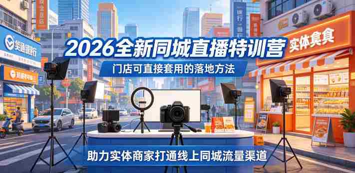 2026全新同城直播特训营,门店可直接套用的落地方法,助力实体商家打通线上同城流量渠道-中薪网