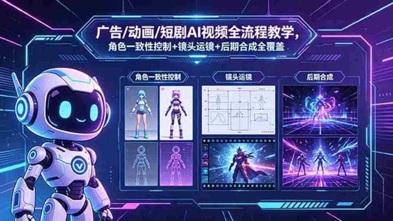 (18455期)广告/动画/短剧AI视频全流程教学,角色一致性控制+镜头运镜+后期合成全覆盖-中薪网