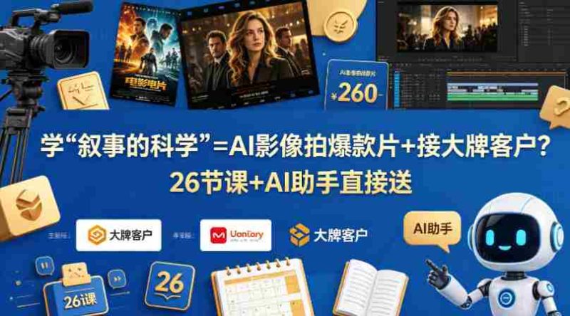 学《叙事的科学》=AI影像拍爆款片+接大牌客户?26节课+AI助手直接送【原创双语字幕】-中薪网