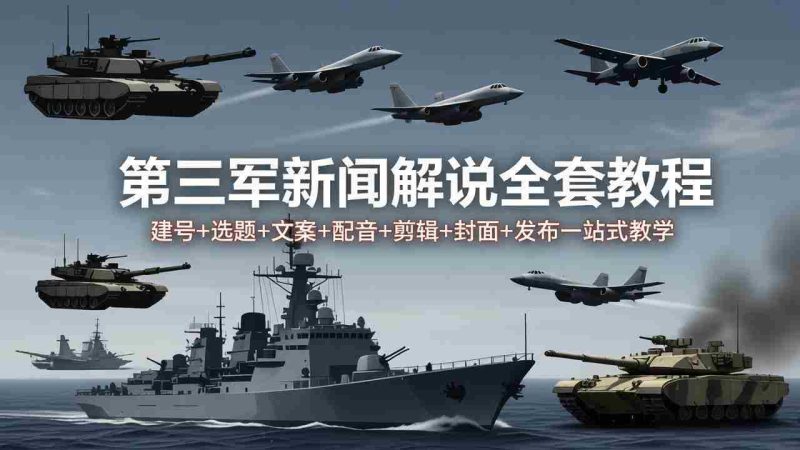 （18081期）第三军迷新闻解说全套教程：建号+选题+文案+配音+剪辑+封面+发布一站式教学-中薪网