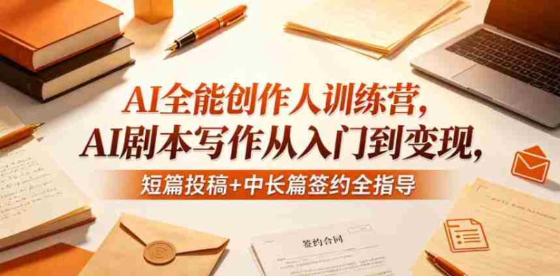 AI全能创作人训练营,AI剧本写作从入门到变现,短篇投稿+中长篇签约全指导-中薪网