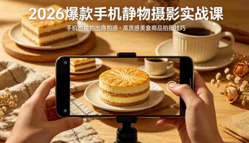 2026爆款手机静物摄影实战课,手机也能拍出商拍感,学会拍出高质感美食商品-中薪网