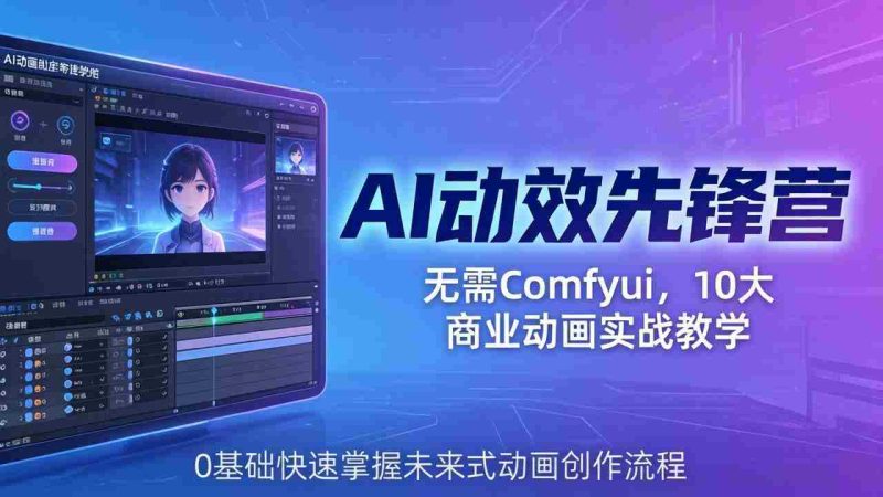 (18077期)AI 动效先锋营:无需Comfyui,10大商业动画实战教学,0基础快速掌握未来式动画创作流程-中薪网