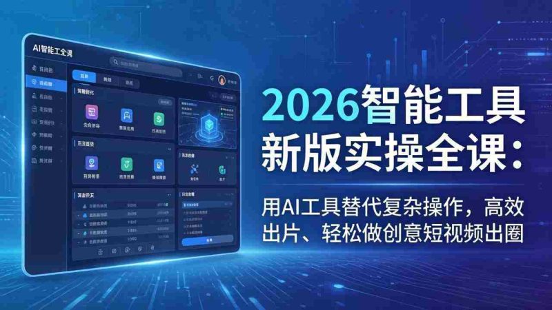 (18005期)2026智能工具新版实操全课:用AI工具替代复杂操作,高效出片、轻松做创意短视频出圈-中薪网