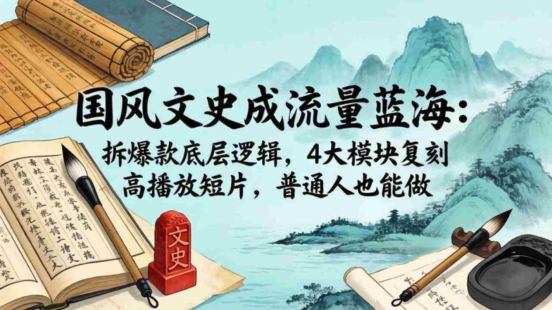 (18227期)国风文史成流量蓝海:拆爆款底层逻辑,4大模块复刻高播放短片,普通人也能做-中薪网