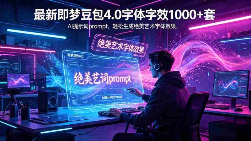 （18650期）最新即梦豆包4.0字体字效1000+套，AI提示词prompt，轻松生成绝美艺术字体效果-中薪网