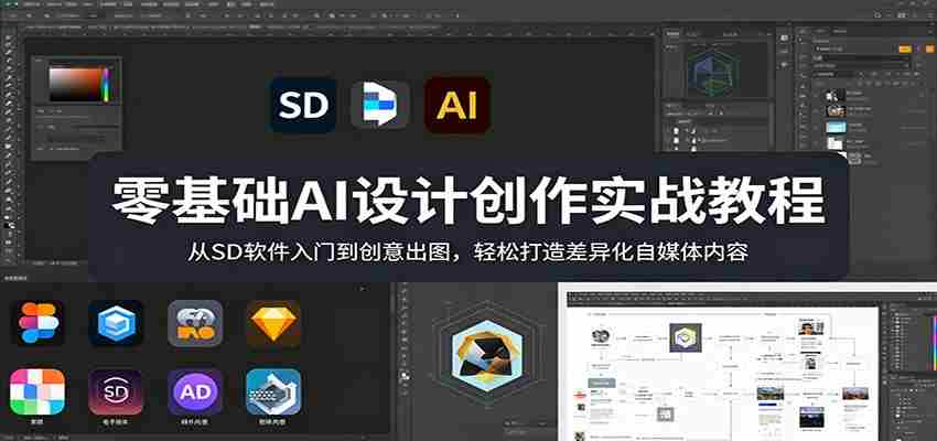 零基础AI设计创作实战教程：从SD软件入门到创意出图，轻松打造差异化自媒体内容-中薪网