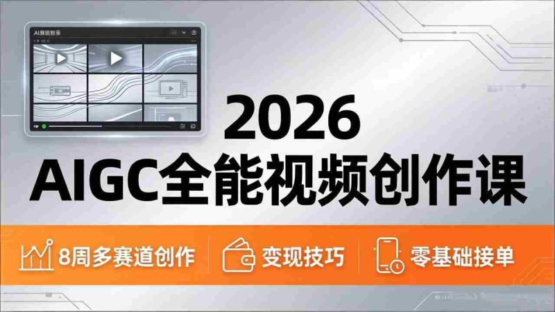 (18215期)2026AIGC全能视频创作课,8周吃透多赛道创作+变现,零基础也能高效出片接单-中薪网