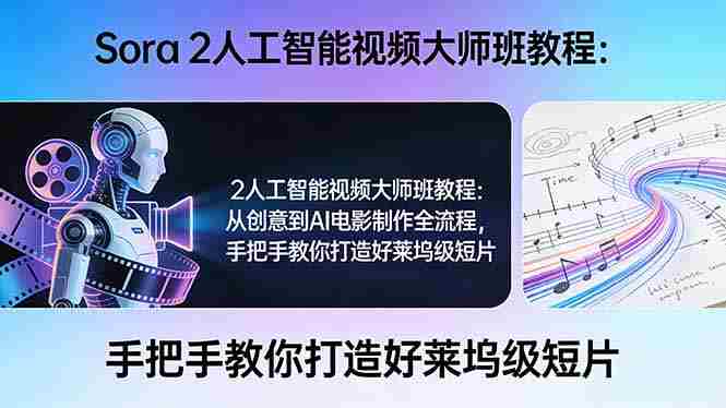 (17688期)Sora 2人工智能视频大师班教程:从创意到AI电影制作全流程,手把手教你打造好莱坞级短片-中薪网