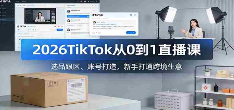 2026TikTok从0到1直播课:选品跟区、账号打造,新手打通跨境生意-中薪网