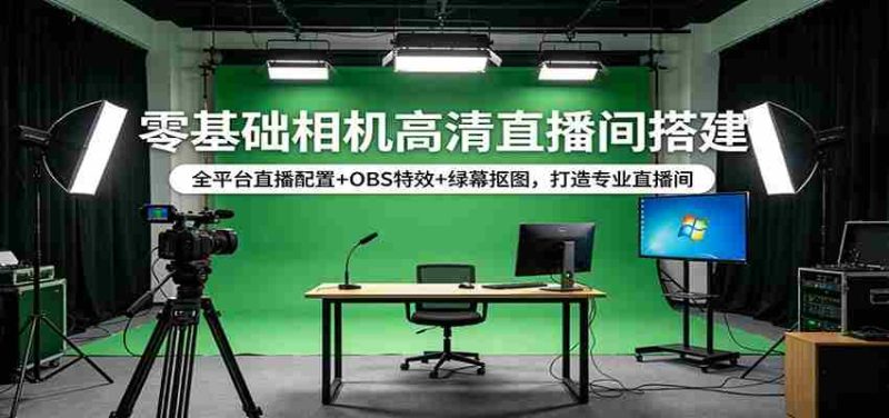 零基础相机高清直播间搭建:全平台直播配置+OBS特效+绿幕抠图,打造专业直播间-中薪网