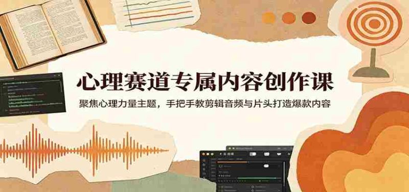 心理赛道专属内容创作课：聚焦心理力量主题，手把手教剪辑音频与片头打造爆款内容-中薪网