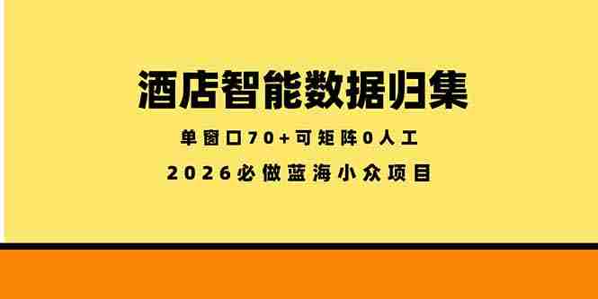 （18500期）酒店智能数据归集，小众蓝海已经稳定半年之久，单窗口70+零成本矩阵开干-中薪网