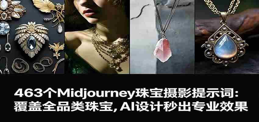 463个Midjourney珠宝摄影提示词：覆盖全品类珠宝，AI设计秒出专业效果-中薪网