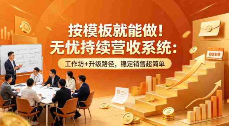 按模板就能做!无忧持续营收系统:工作坊+升级路径,稳定销售超简单【原创双语字幕】-中薪网