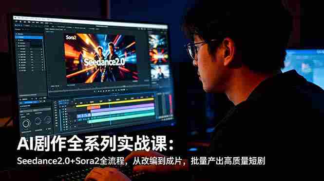 (18647期)AI剧作全系列实战课:Seedance2.0+Sora2全流程,从改编到成片,批量产出高质量短剧-中薪网