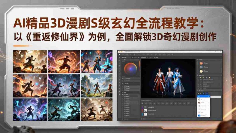 (17882期)AI精品3D漫剧S级玄幻全流程教学:以《重返修仙界》为例,全面解锁3D奇幻漫剧创作-中薪网