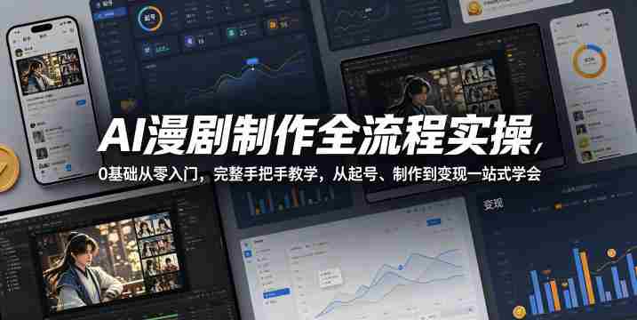 AI漫剧制作全流程实操，0基础从零入门，完整手把手教学，从起号、制作到变现一站式学会-中薪网