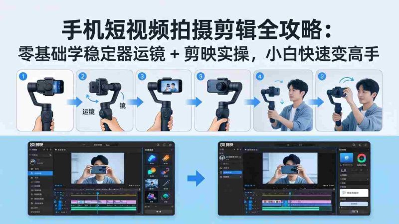 (18003期)手机短视频拍摄剪辑全攻略:零基础学稳定器运镜 + 剪映实操,小白快速变高手-中薪网