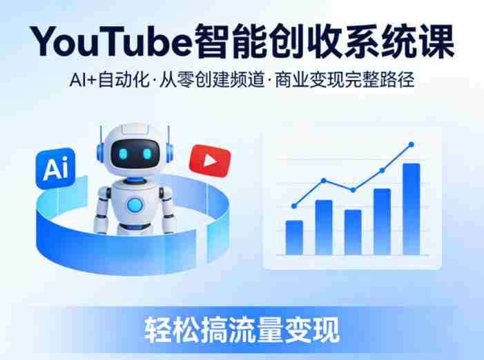 YouTube智能创收系统课,AI+自动化,从零创建YouTube频道并实现商业变现的完整路径,轻松搞流量变现-中薪网