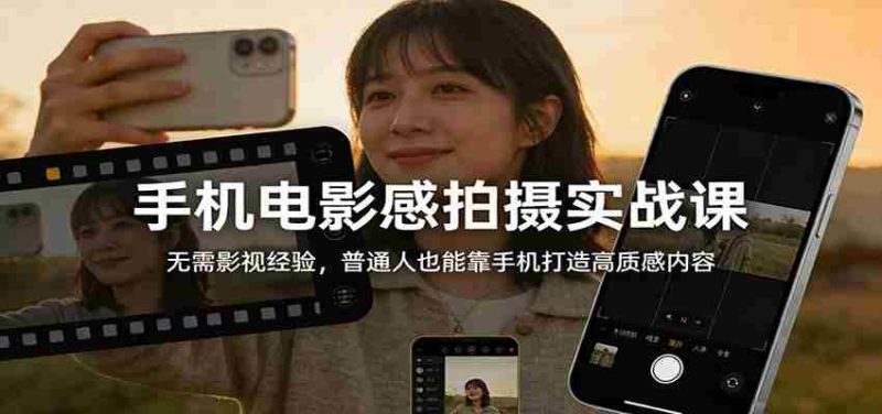 手机电影感拍摄实战课:无需影视经验,普通人也能靠手机打造高质感内容-中薪网