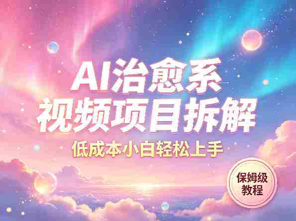 AI治愈系视频项目拆解，低成本小白轻松上手，保姆级教程-中薪网
