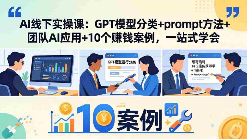 (18017期)AI线下实操课:GPT模型分类+prompt方法+团队AI应用+10个赚钱案例,一站式学会-中薪网