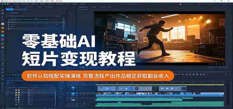 零基础AI短片变现教程:软件认知搭配实操演练,完整流程产出作品稳定获取副业收入-中薪网