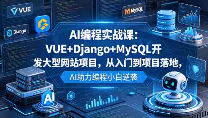 AI编程实战课:VUE+Django+MySQL开发大型网站项目,从入门到项目落地,AI助力编程小白逆袭-中薪网