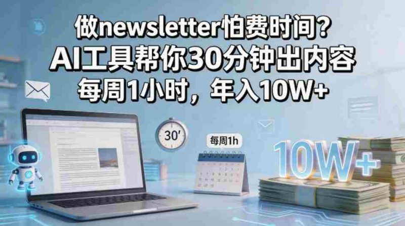 做newsletter怕费时间?AI工具帮你30分钟出内容,每周1小时,年入10W+!【原创双语字幕】-中薪网
