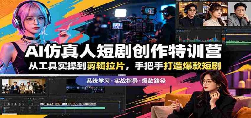 AI仿真人短剧创作特训营：从工具实操到剪辑拉片，手把手打造爆款短剧-中薪网