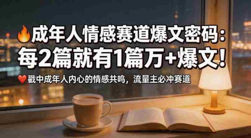 公众号流量主成年人情感心理赛道,流量最大,受众最广的主流赛道之一,平均每2篇就有1篇万爆文章-中薪网