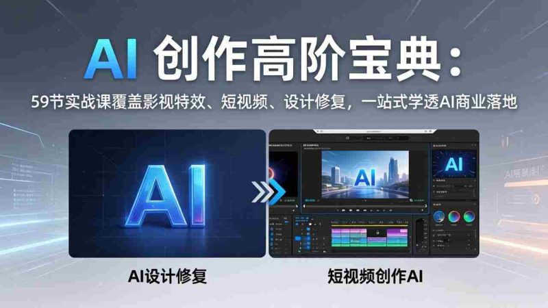 (17887期)AI 创作高阶宝典:59节实战课覆盖影视特效、短视频、设计修复,一站式学透AI商业落地-中薪网